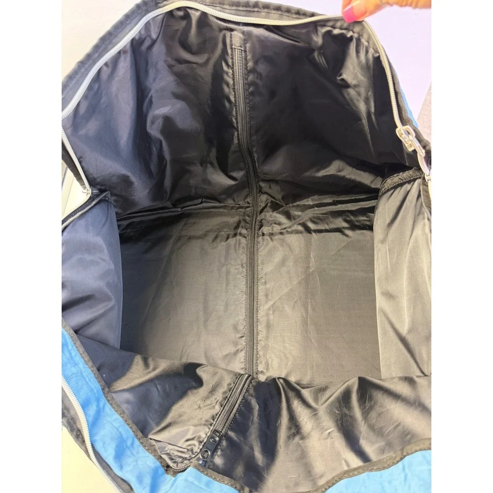 Biaggi Hang-2-Duffle Garment Bag Blue Crinkle Nylon Convertible Travel Suit